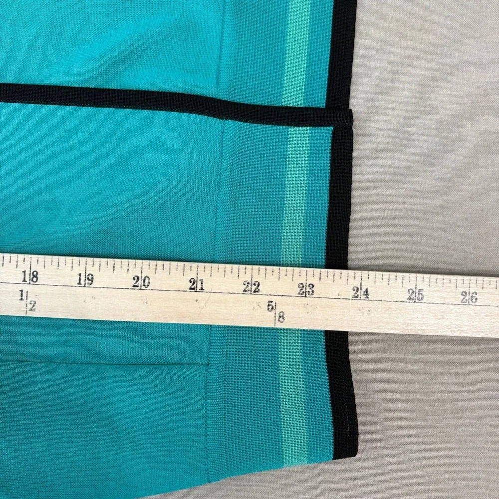 Exclusively Misook Cardigan Sweater Womens Size PM Green Knit Open Front Career‎
